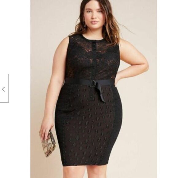 New Byron Lars Beauty Mark Black Floral Applique Lace Sheath Gisella Size 22 - Picture 16 of 16